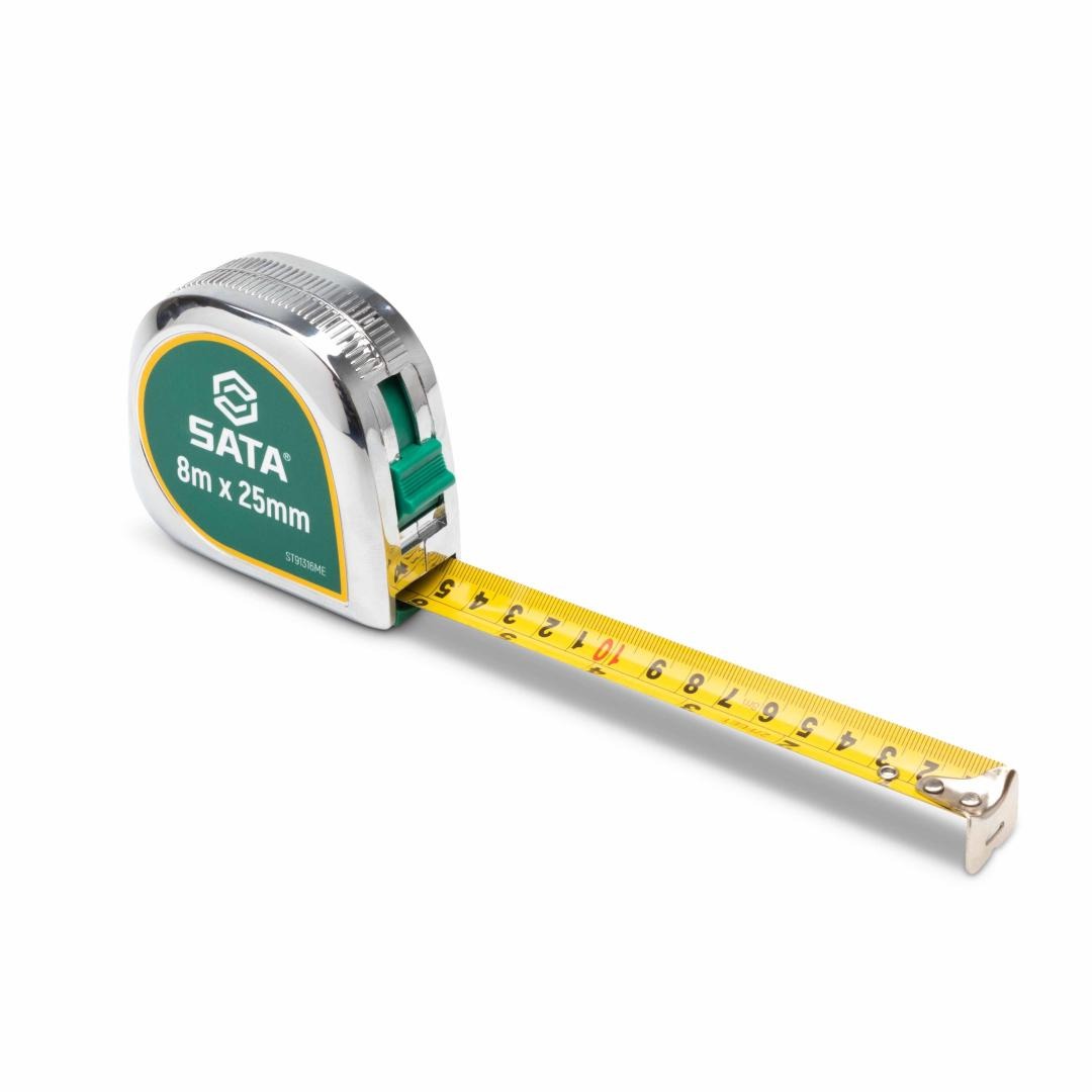 Chrome Tape Measure Metric/SAE Scale 8m/26ft x 25mm - SATA
