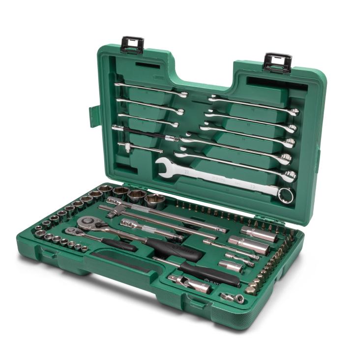 76 Pc. 1/4” and 1/2” Drive 6 Point Metric Socket Wrench Set - SATA